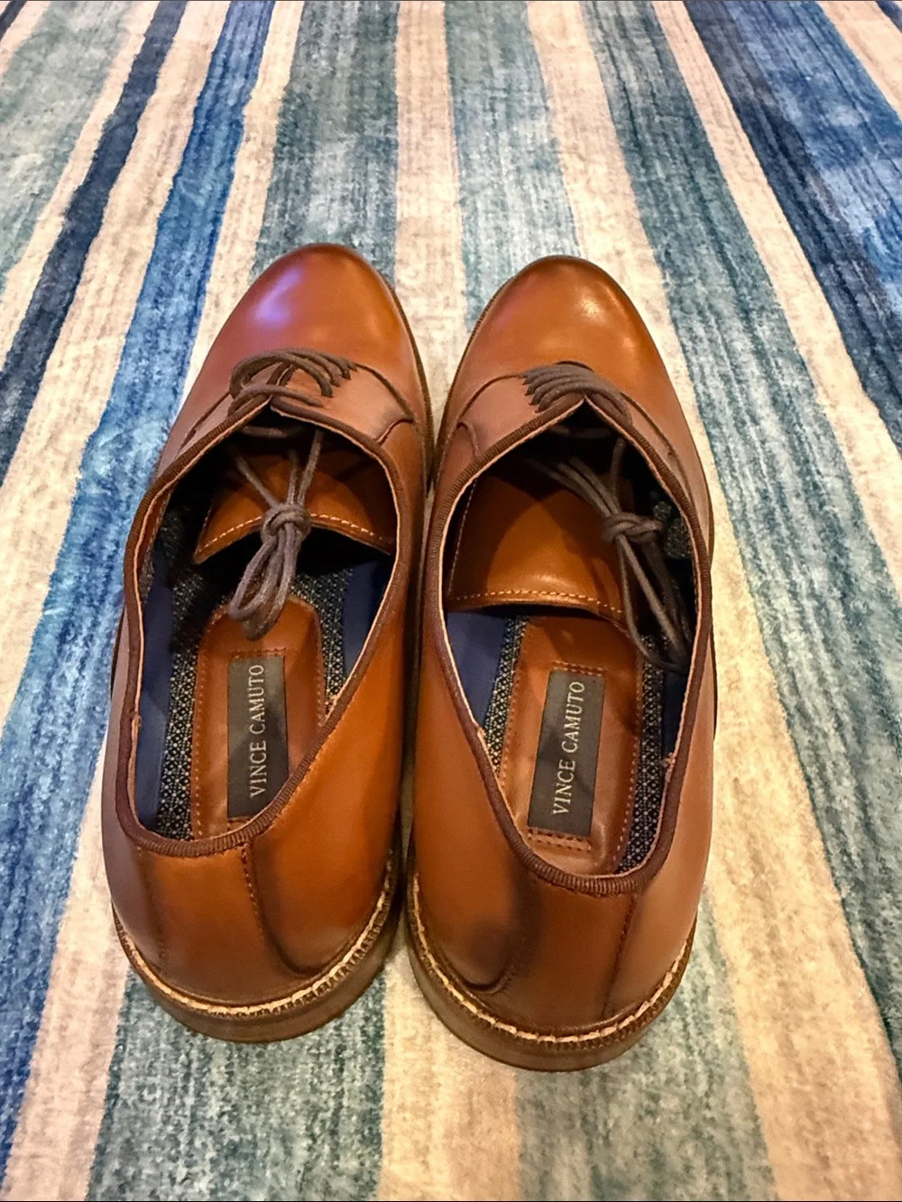 Vince Camuto Cognac Brown Leather Slip-On Loafers